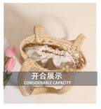 Raffia Straw Shoulder Bag  Minimal Solid-Color Hollow Woven Tote, Medium Open-Top Beach & Daily Handbag