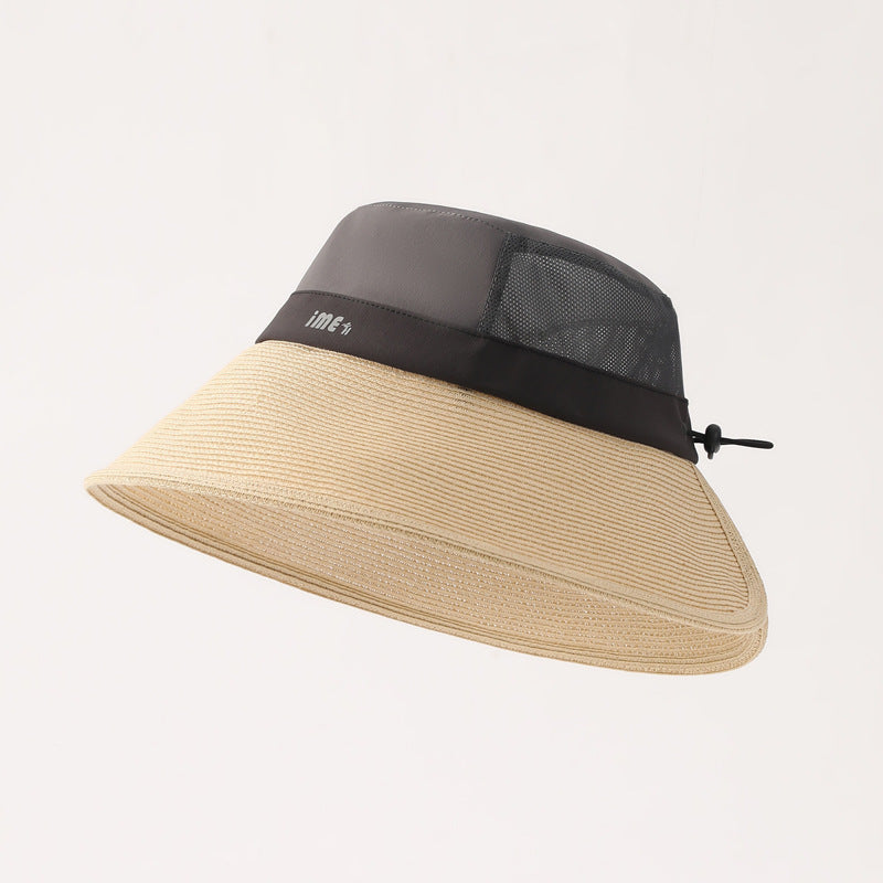 Summer Wide-Brim Nylon & Straw Sun Bucket Hat for Women 5659cm | UPF 50+ Breathable Sun Hat