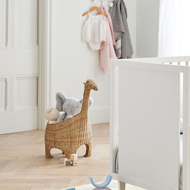 Handwoven Rattan Animal Storage Basket with Lid  Cartoon Toy Organizer & Decorative Basket for Kids Room