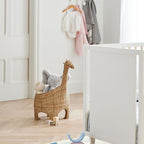 Handwoven Rattan Animal Storage Basket with Lid  Cartoon Toy Organizer & Decorative Basket for Kids Room