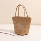 Premium Raffia Handheld Woven Bag  Large Capacity Bucket Tote for Summer Beach, Vacation & Everyday Use