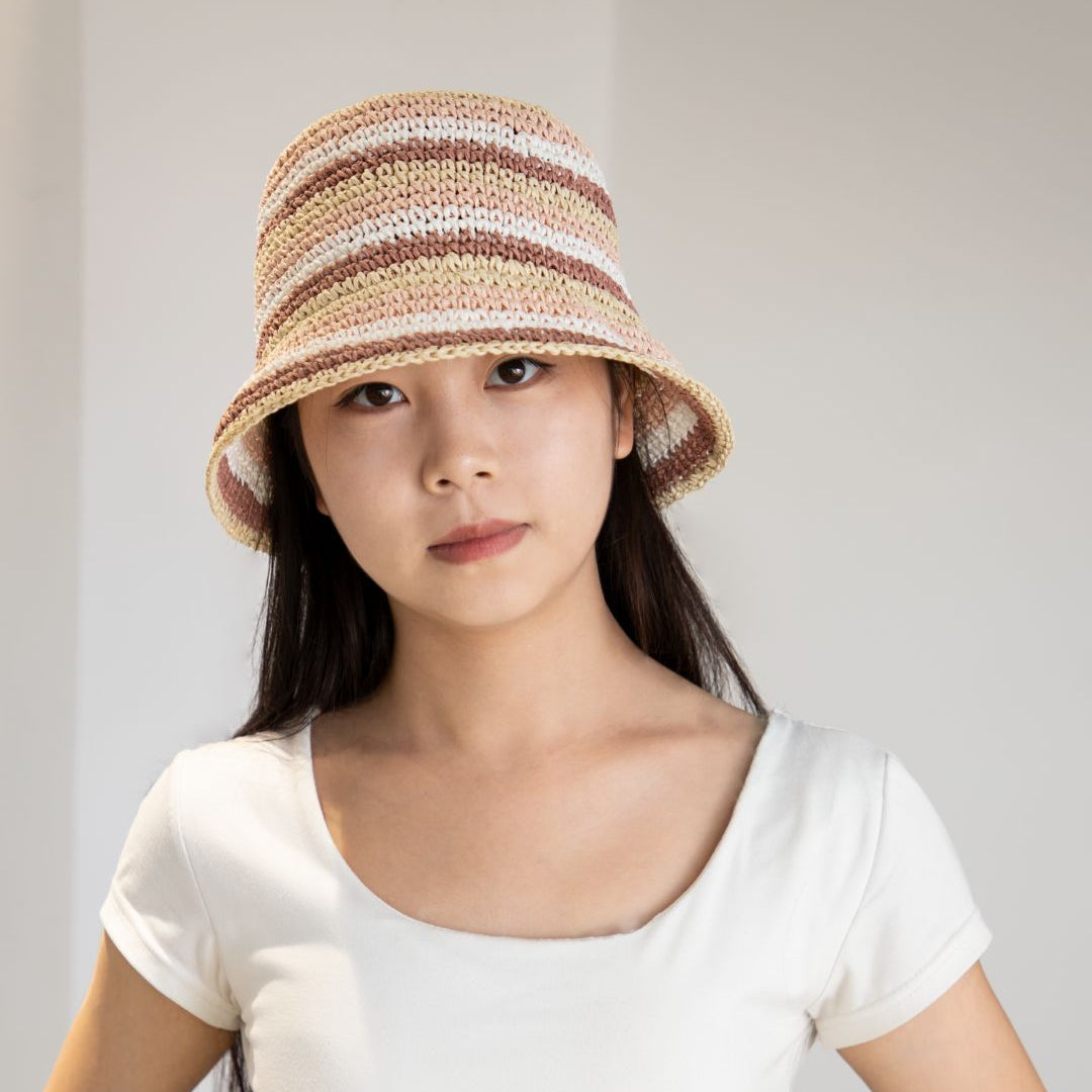 Handwoven Straw Bucket Hat for Large Heads  Wide Brim Summer Sun Hat for Women, Breathable Outdoor Beach Cap