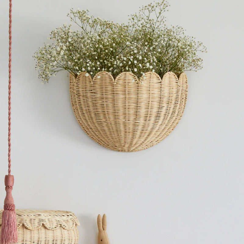Handwoven Rattan Wall Storage Basket  Decorative Hanging Organizer for Keys, Toys & Small Essentials Secondary image