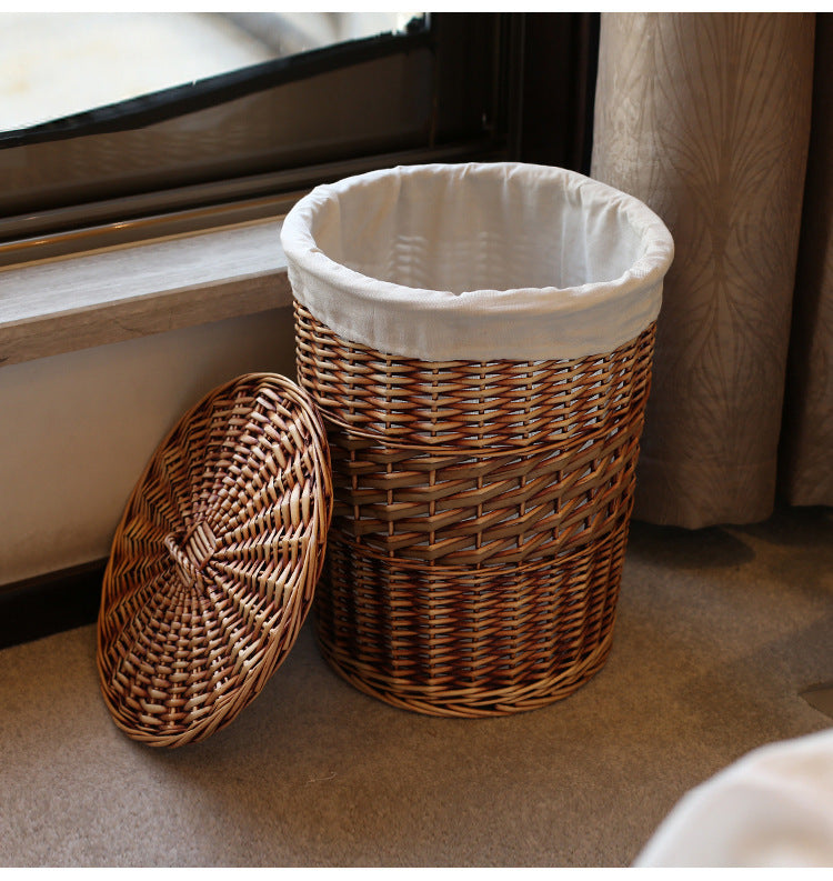 Wicker Laundry Basket with Lid  Handwoven Willow & Seagrass Hamper for Bedroom Storage, Clothes & Toys Organizer