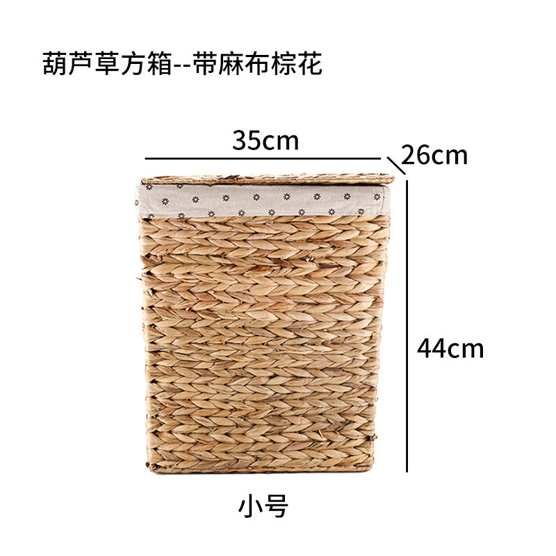 Square Woven Grass Laundry Hamper with Lid  Natural Storage Basket for Clothes, Toys & Household Items