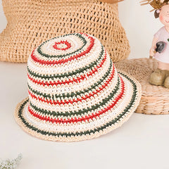 Kids Paper Straw Bunny Sun Hat  Wide Brim Summer Beach Hat, Breathable Sun Protection for Children