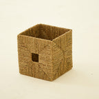 Square Natural Woven Storage Basket with Handles  Cube Wicker Organizer for Closet, Shelves & Living Room