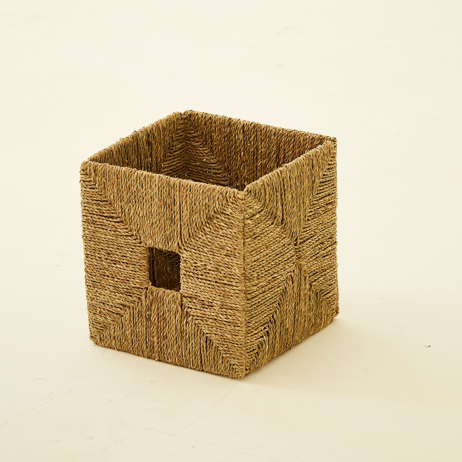 Square Natural Woven Storage Basket with Handles  Cube Wicker Organizer for Closet, Shelves & Living Room