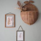 Pear Shaped Rattan Wall Basket  Handwoven Hanging Storage Organizer