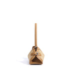 Leather & Straw Shoulder Bag  Soft Cowhide and Woven Underarm Crossbody, Medium Zipper Beach & City Tote