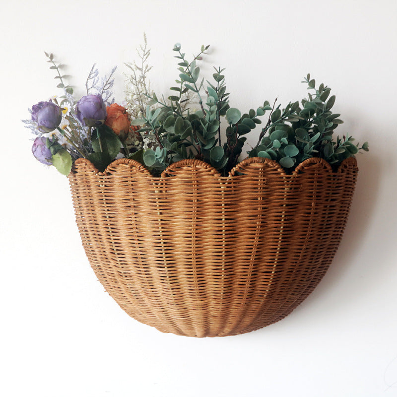 Handwoven Rattan Wall Storage Basket  Decorative Hanging Organizer for Keys, Toys & Small Essentials Main image