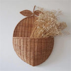 Pear Shaped Rattan Wall Basket  Handwoven Hanging Storage Organizer