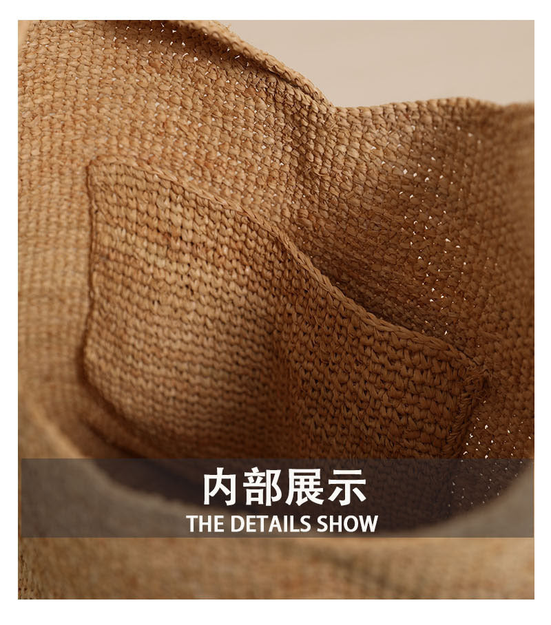 Raffia Straw Bucket Shoulder Bag  Medium Open-Top Woven Tote, Single-Strap Summer Carryall for Daily & Beach Outfits