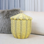 Circus Stripe Woven Laundry Basket with Lid – Paper Rope Toy & Clothes Storage Bin for Nursery, Kids’ Room & Laundry, 2 Sizes