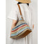 Rainbow Leather & Straw Shoulder Bag  Small and Large Woven Hobo with Zipper, PP Straw and Split Cowhide Crossbody