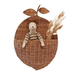 Pear Shaped Rattan Wall Basket  Handwoven Hanging Storage Organizer