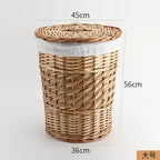 Wicker Laundry Basket with Lid  Handwoven Willow & Seagrass Hamper for Bedroom Storage, Clothes & Toys Organizer