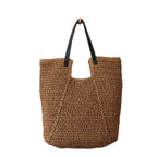 Fashionable Large Capacity Shoulder Raffia Bag  Versatile Solid Color Handheld Tote for Beach, Vacation & Everyday Use