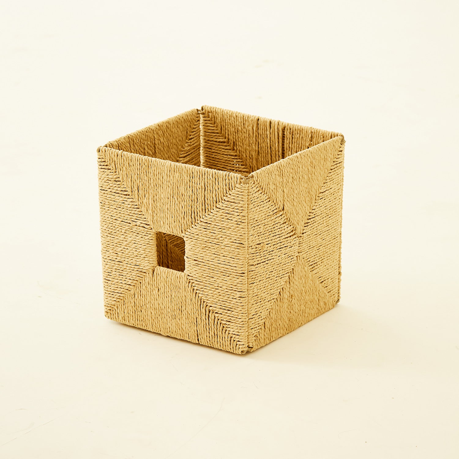 Square Natural Woven Storage Basket with Handles  Cube Wicker Organizer for Closet, Shelves & Living Room