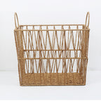 Handwoven Paper Rope Storage Basket with Handles  Breathable Hollow Design Organizer for Towels, Clothes, Toys & Daily Essentials