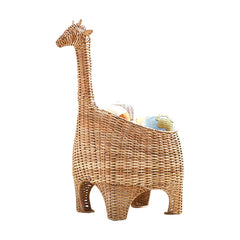 Handwoven Rattan Animal Storage Basket with Lid  Cartoon Toy Organizer & Decorative Basket for Kids Room