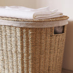 Handwoven Paper Rope Laundry Basket with Lid  Clothes Storage Bin, Bedroom Organizer, Dust-Proof & Moisture-Resistant Hamper (52×40×36cm)