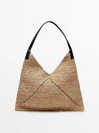 French Raffia Triangle Shoulder Bag  Large Capacity Straw Beach Tote