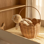 Nordic Rattan Tulip Basket  Handwoven Flower-Shaped Storage & Kids Outdoor Carry Basket