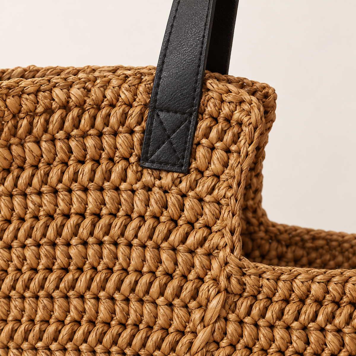 Relaxed Woven Shoulder Bag, close-up of the chunky woven texture