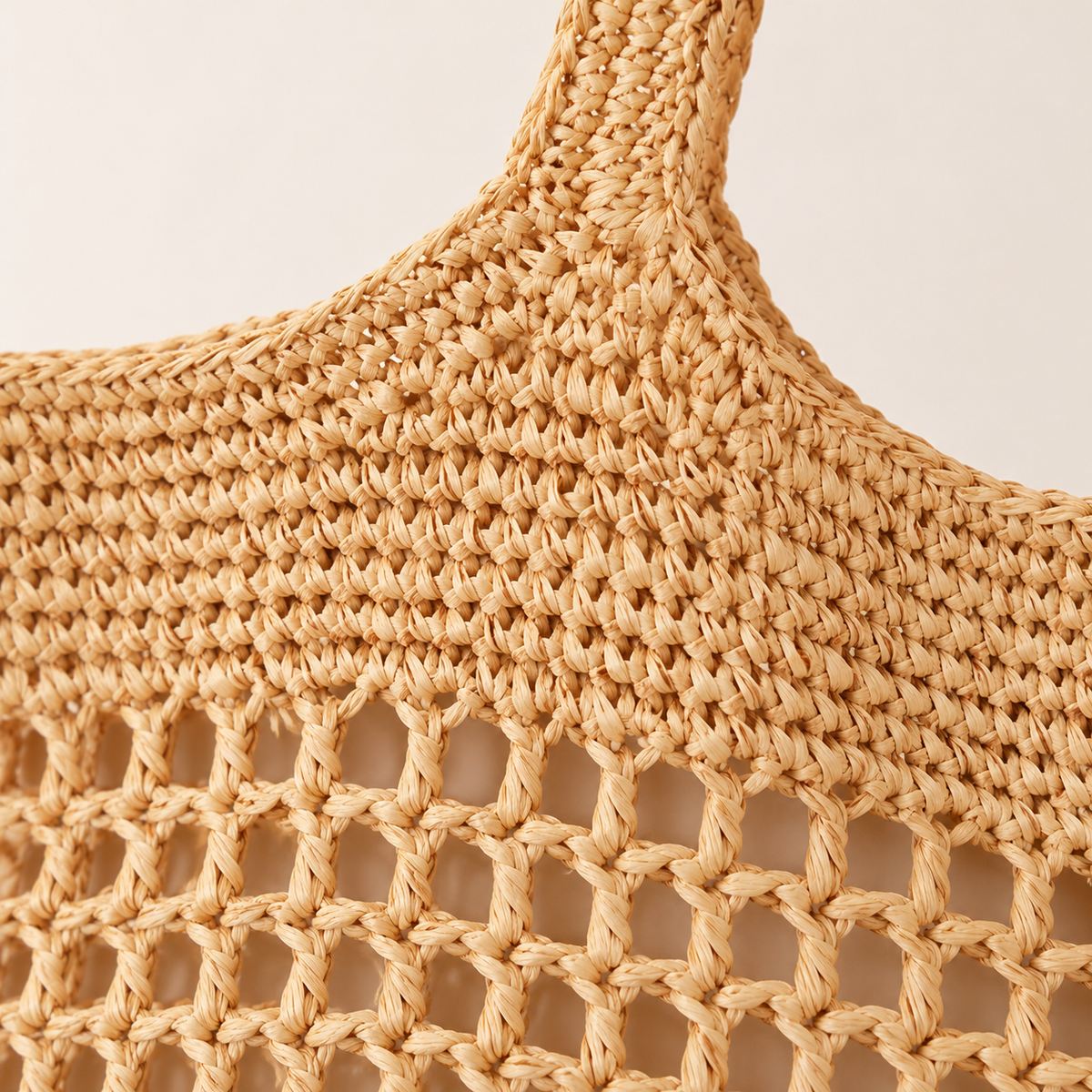 Open Weave Tote, close-up of the open mesh crochet