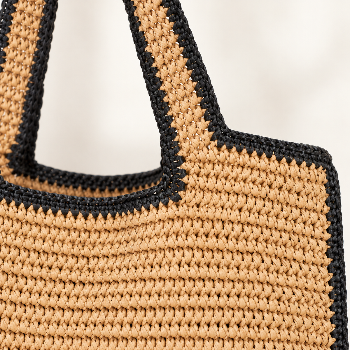Contrast Edge Paper Woven Tote, close-up of the paper weave and visible construction
